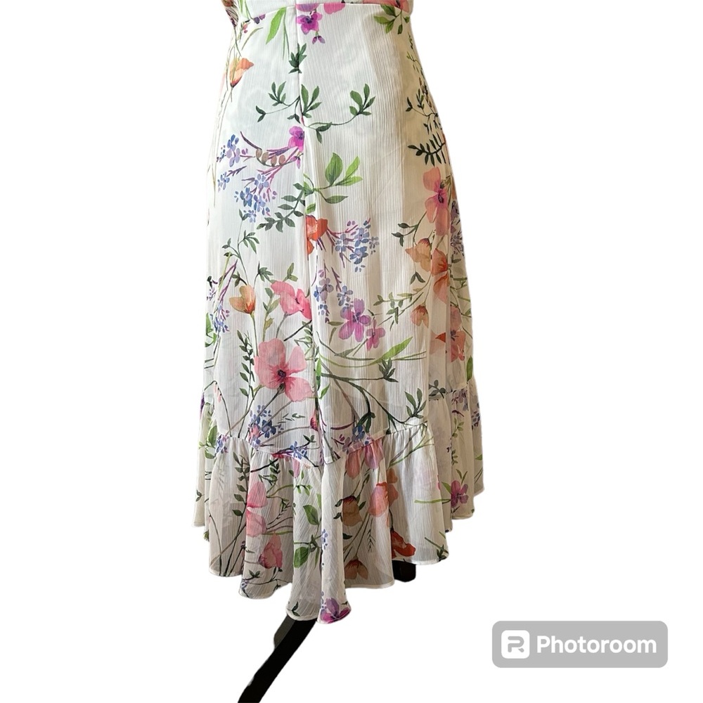 Calvin Klein Floral High-Low Faux Wrap Dress - Picture 10 of 12